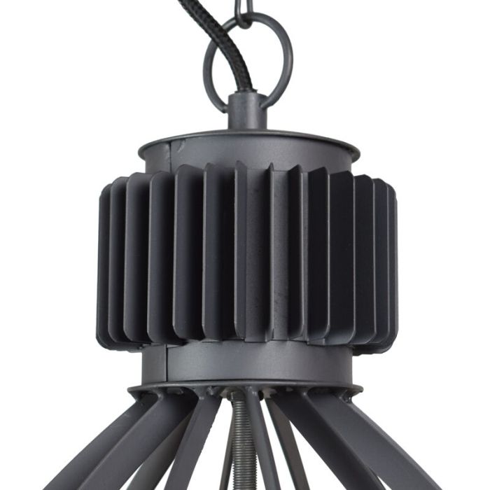 Industriële hanglamp Redstar, zwart, rond