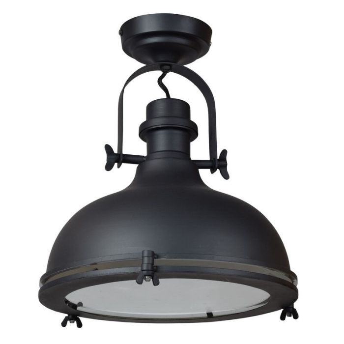 Mat zwarte plafondlamp Liga, Industrie look