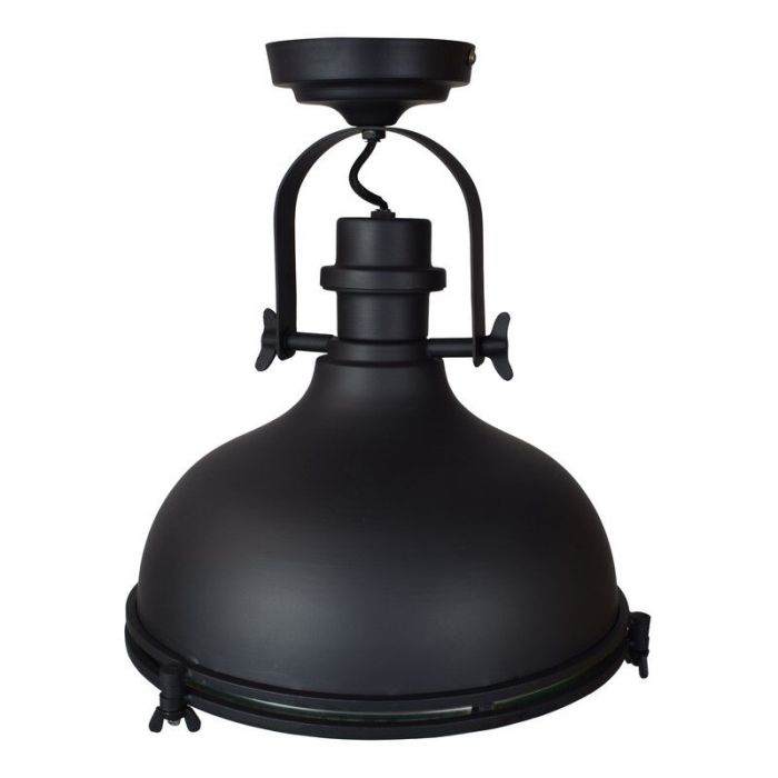 Mat zwarte plafondlamp Liga, Industrie look