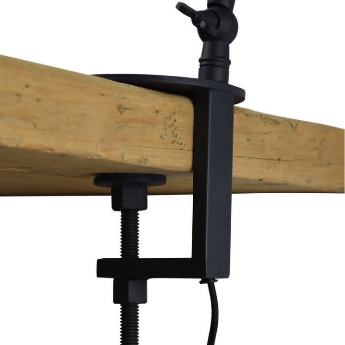 Industriële klemlamp Morani, Vintage zwart