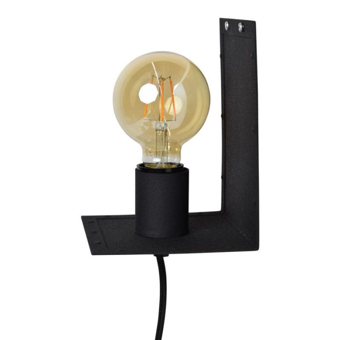 Zwarte, industriële wandlamp Ferial
