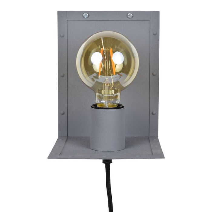 Grijze, industriële wandlamp Ferit
