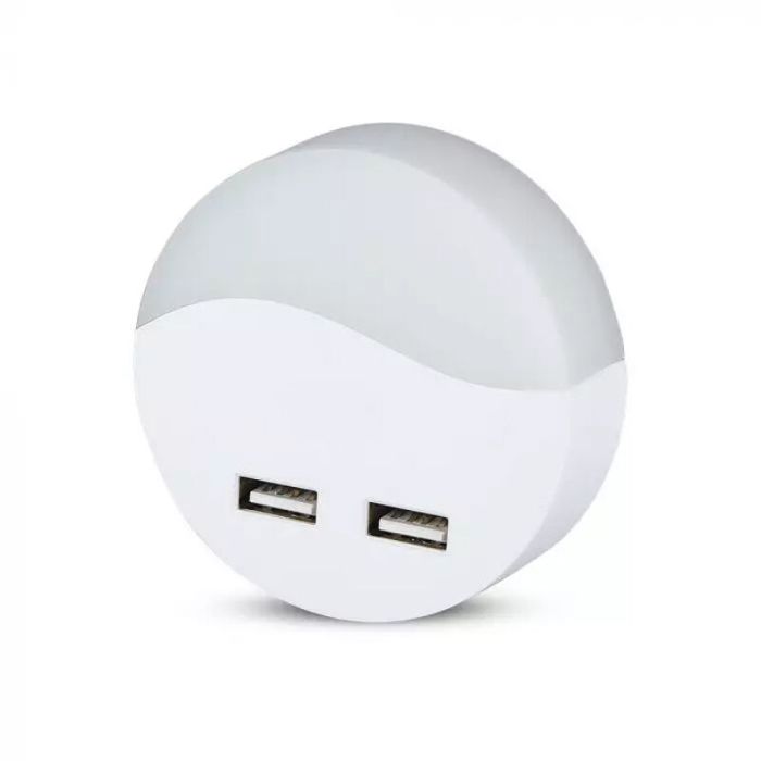 Ronde witte nachtlamp Kyrill, kunststof, 3000K (warm wit) LED