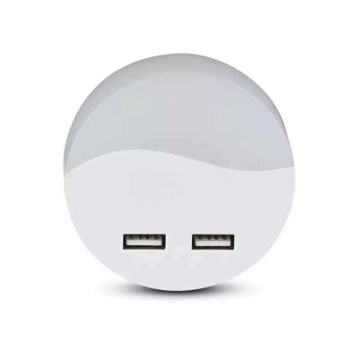 Ronde witte nachtlamp Kyrill, kunststof, 3000K (warm wit) LED