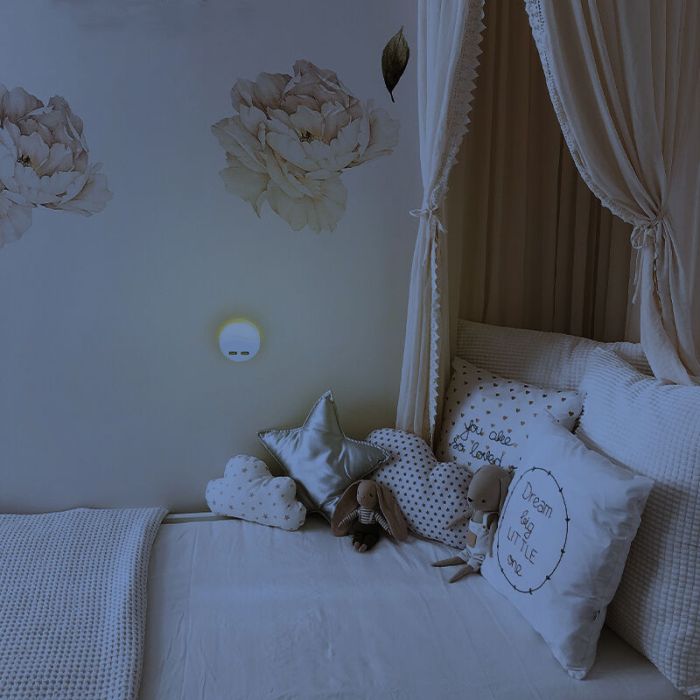 Ronde witte nachtlamp Kyrill, kunststof, 3000K (warm wit) LED