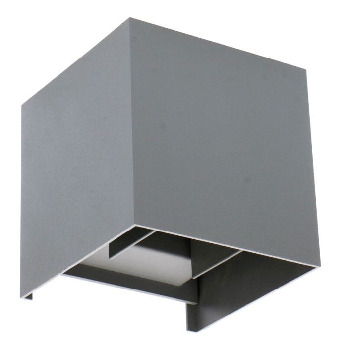 Grijze up-down wandlamp Dion, 6w, warm wit, lichtstraal instelbaar, IP65