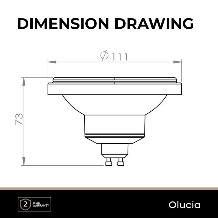 Olucia GU10 LED lamp, AR111, zwart, 12W, dim to warm