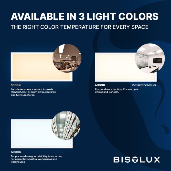 Bisolux LED paneel 60x120 - 60W - 4000K - UGR<19 - side-lit