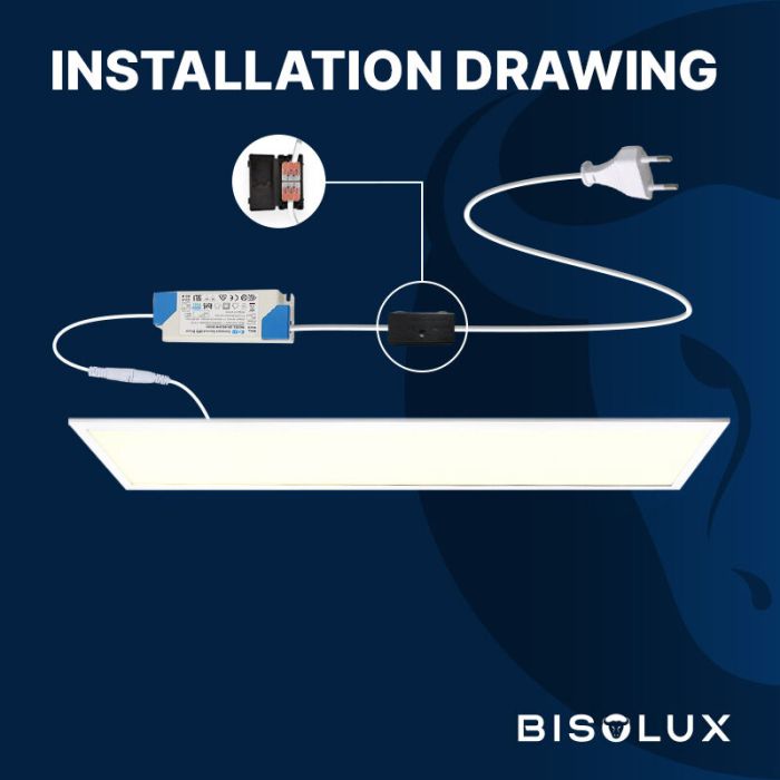 Bisolux LED paneel 60x120 - 60W - 4000K - UGR<19 - side-lit