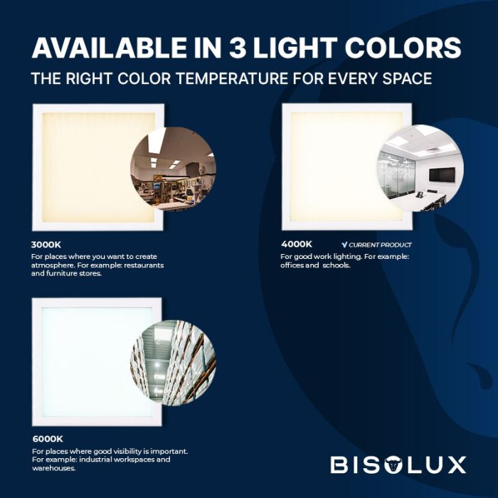 Bisolux LED paneel 30x30 - 12W - 4000K - dimbaar - UGR<19 - side-lit