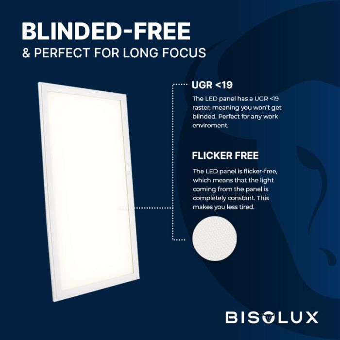 Bisolux LED paneel 30x60 - 24W - 4000K - dimbaar - UGR<19 - side-lit