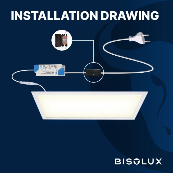 Bisolux LED paneel 30x60 - 24W - 4000K - dimbaar - UGR<19 - side-lit