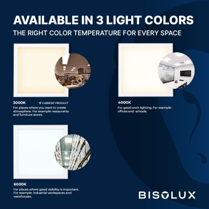 Bisolux LED paneel 60x60 - 38W - 3000K - dimbaar - UGR<19 - side-lit
