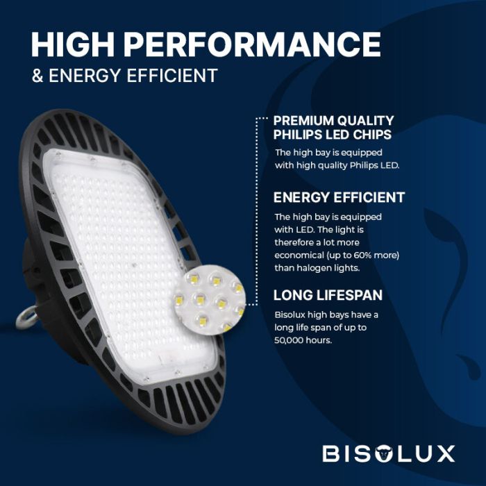 Bisolux LED high bay met Philips trafo - 150W - 6000K - IP65