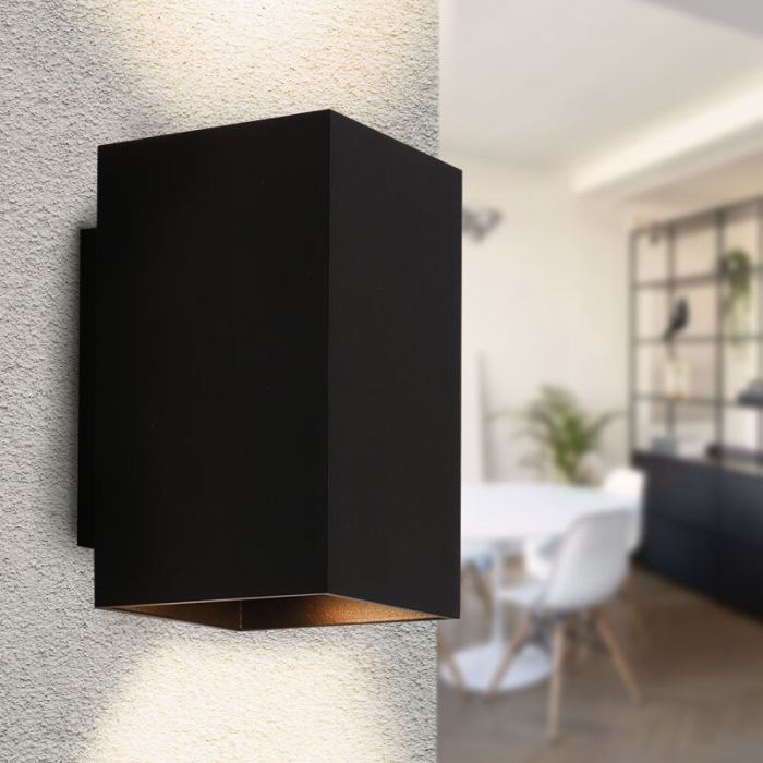 Zwarte wandlamp Friso, zwart