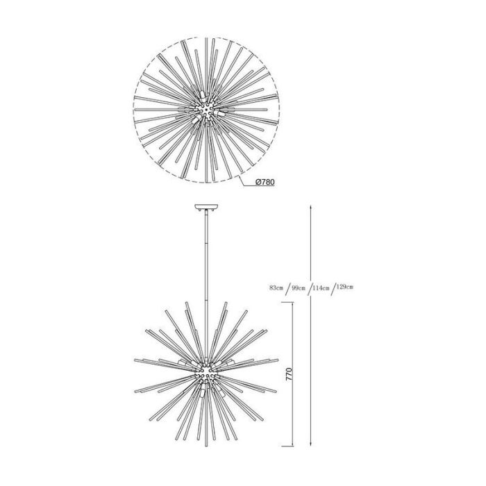 Design hanglamp Milos, goud, glas
