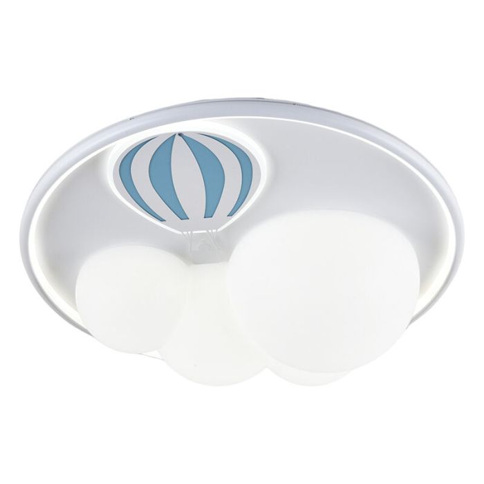 Metalen kinderkamer plafondlamp blauw, Luchtballon, 42W, 3000K LED, 3-staps dimbaar