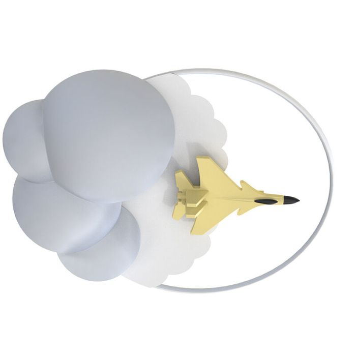 Metalen kinderkamer plafondlamp wit, Straaljager, 37W, 3000K LED, 3-staps dimbaar
