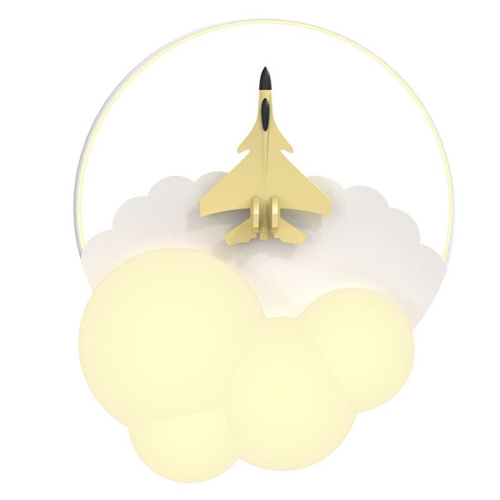 Metalen kinderkamer plafondlamp wit, Straaljager, 37W, 3000K LED, 3-staps dimbaar
