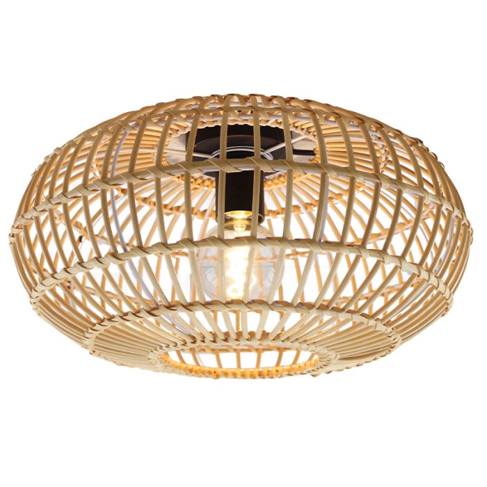 Rotan plafonnière Emilio, bruin, landelijk
