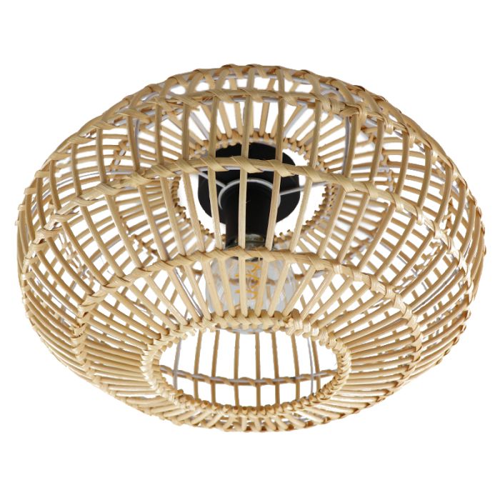 Rotan plafonnière Emilio, bruin, landelijk