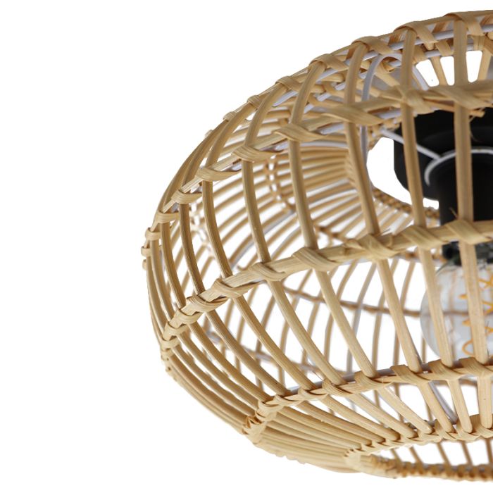 Rotan plafonnière Emilio, bruin, landelijk