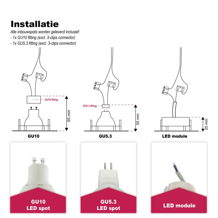Witte inbouwspot modern, Tube