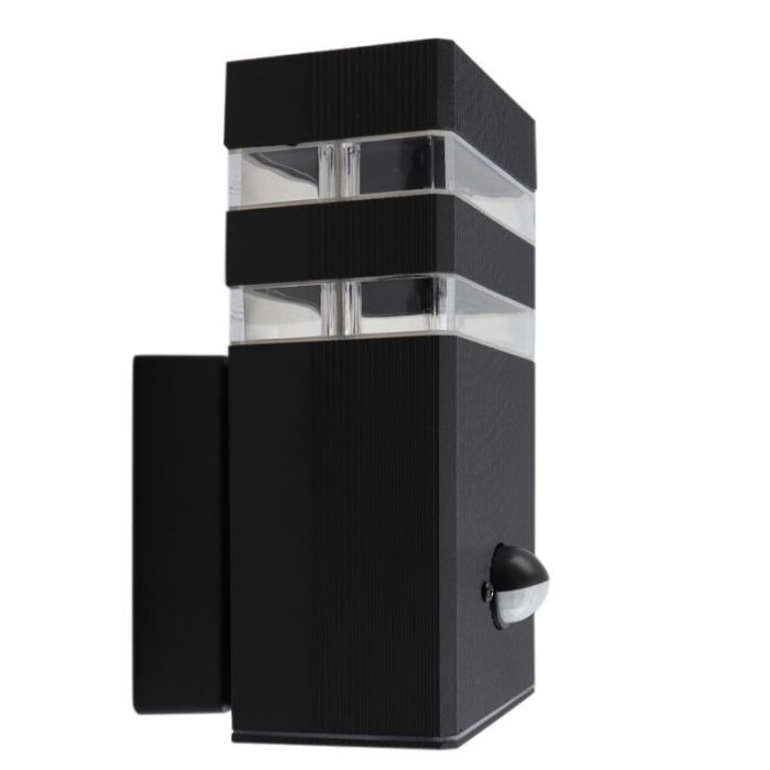 Moderne buiten wandlamp met bewegingssensor zwart, Luana, IP43